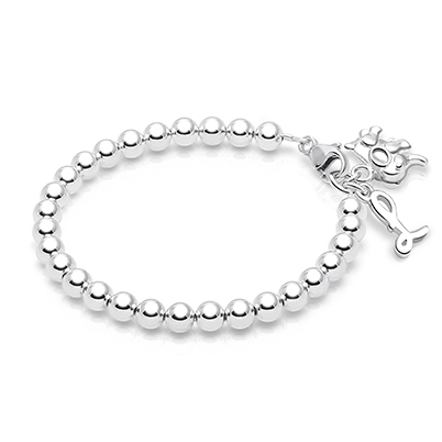 3mm Tiny Blessings Beads, Baby/Children's Beaded Bracelet for Girls - Sterling Silver