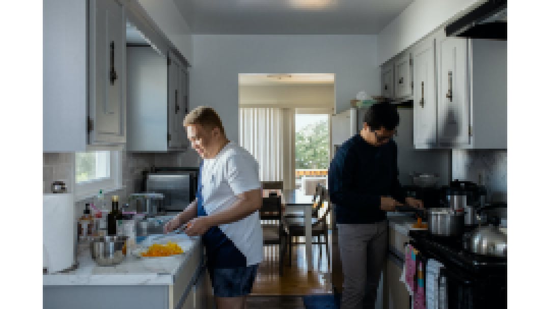 Cruz and Sagun prepare food together at home.